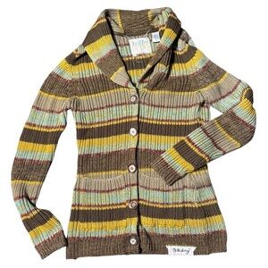 Vintage y2k Billabong Long Cardigan Sweater Beach Hippie Earthy Stripe